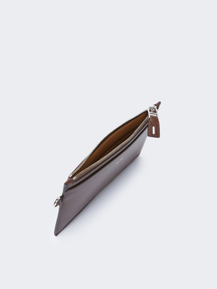 Wrist-strap leather pouch - COCOA - 2