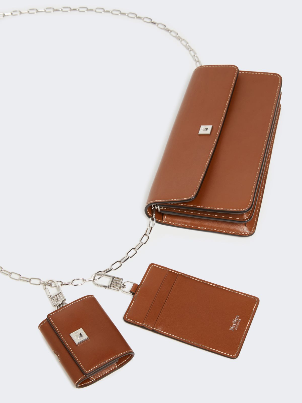 Leather phone pouch - AMBER BROWN - 4