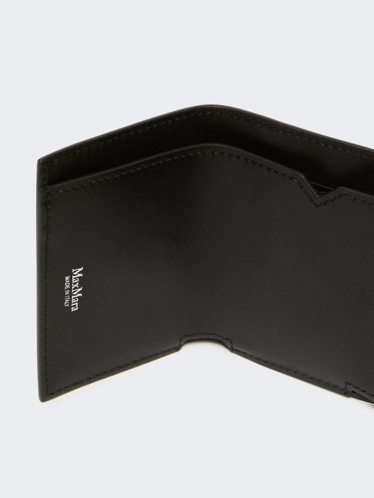 Leather tri-fold purse - BLACK - 2