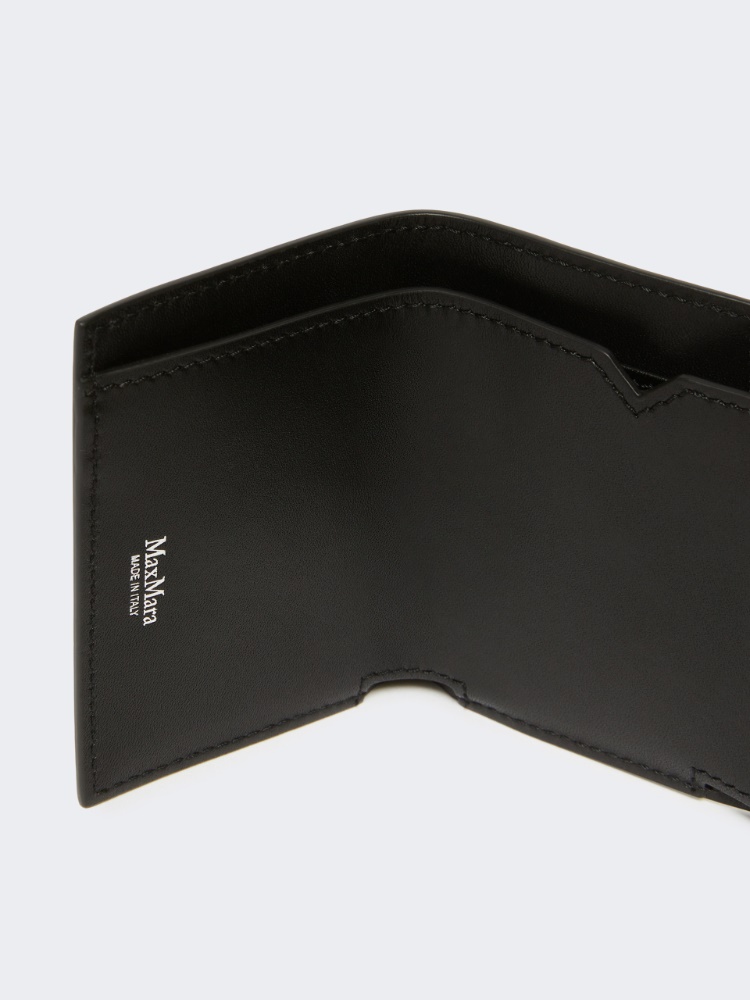 Leather tri-fold purse - BLACK - 2
