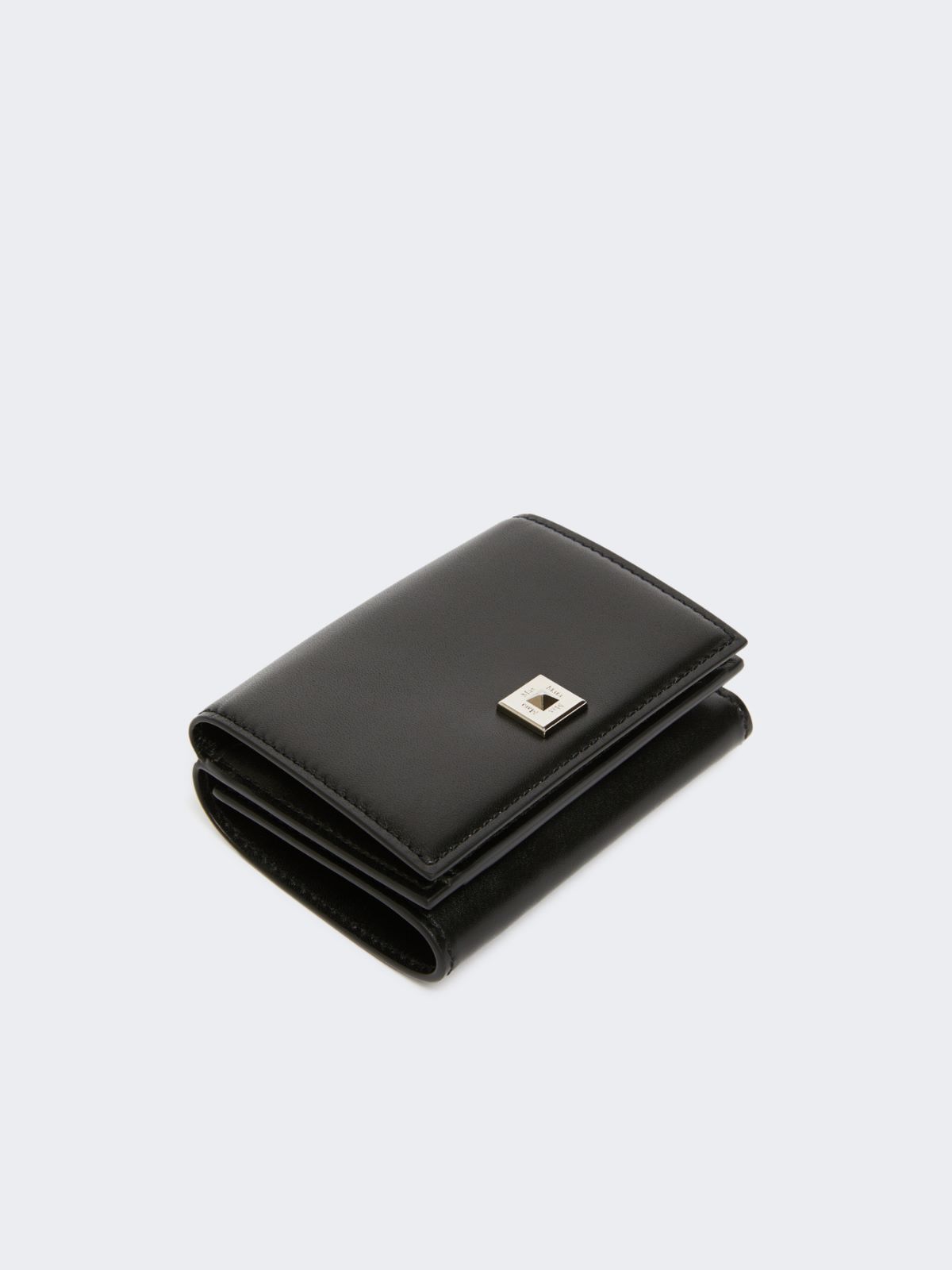 Leather tri-fold purse - BLACK - 3