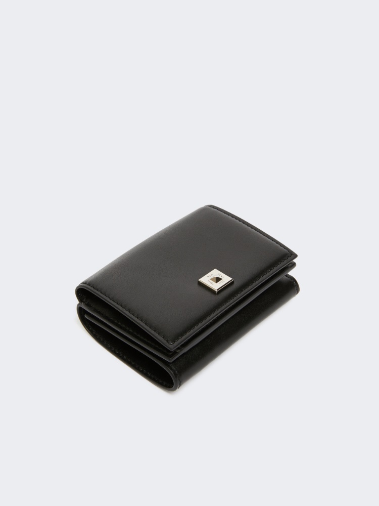 Leather tri-fold purse - BLACK - 3