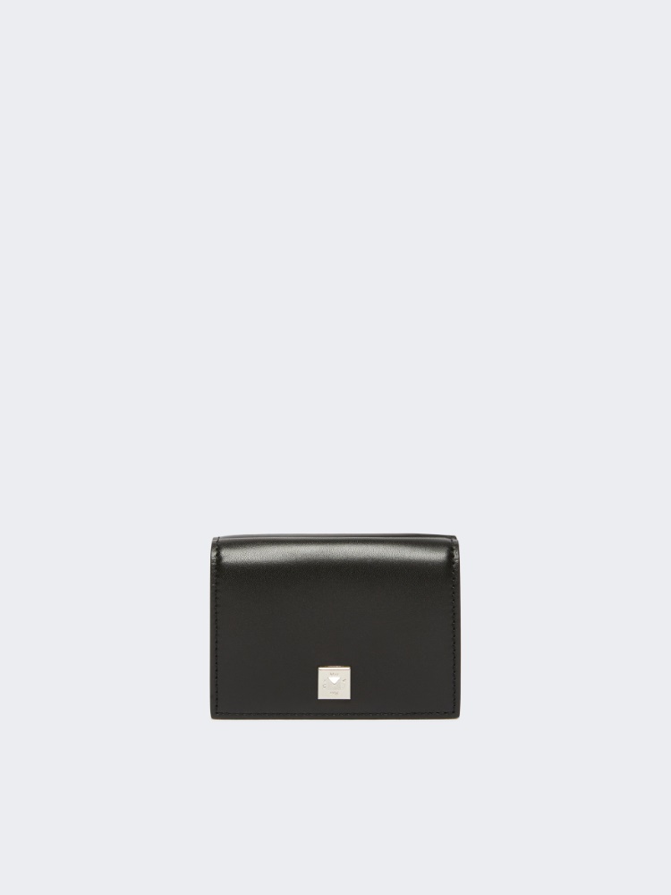 Leather tri-fold purse - BLACK