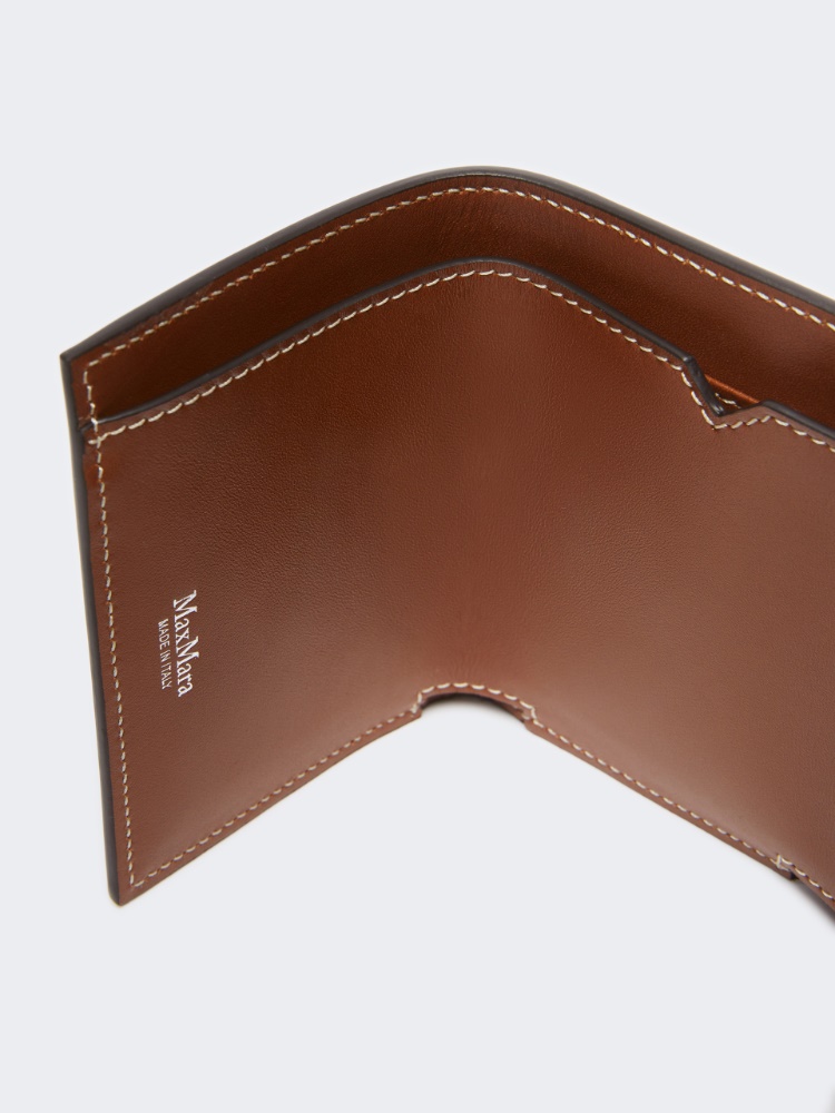 Leather tri-fold purse - AMBER BROWN - 2
