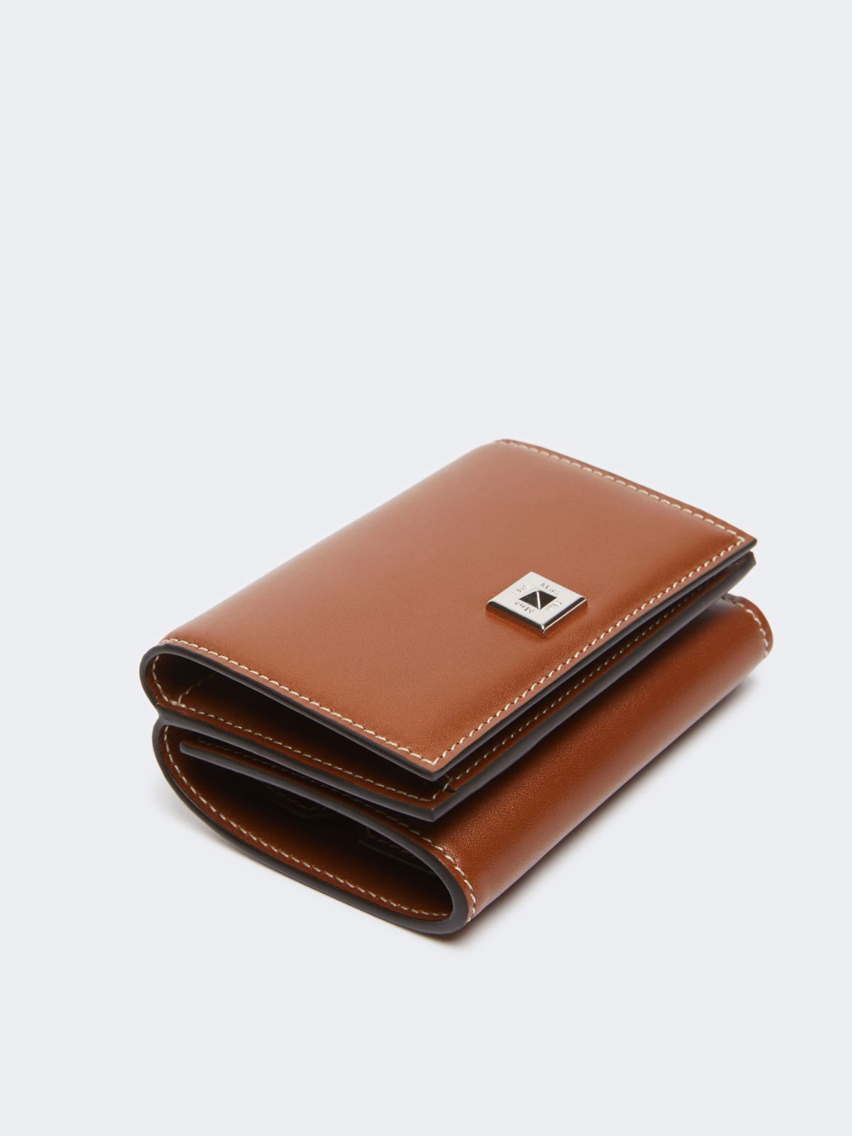 Leather tri-fold purse - AMBER BROWN - 3