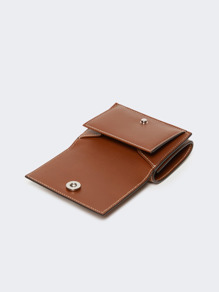 Leather tri-fold purse - AMBER BROWN - 4