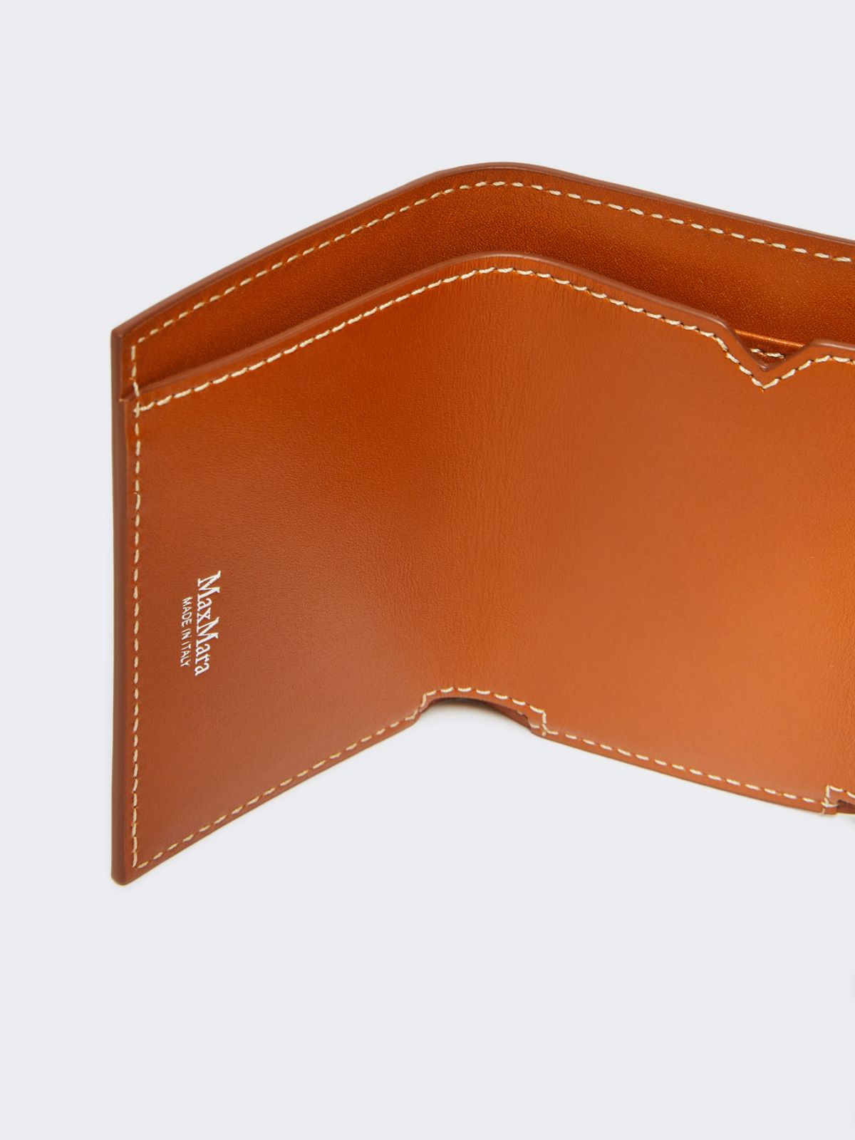 Leather tri-fold purse - RUST - 2