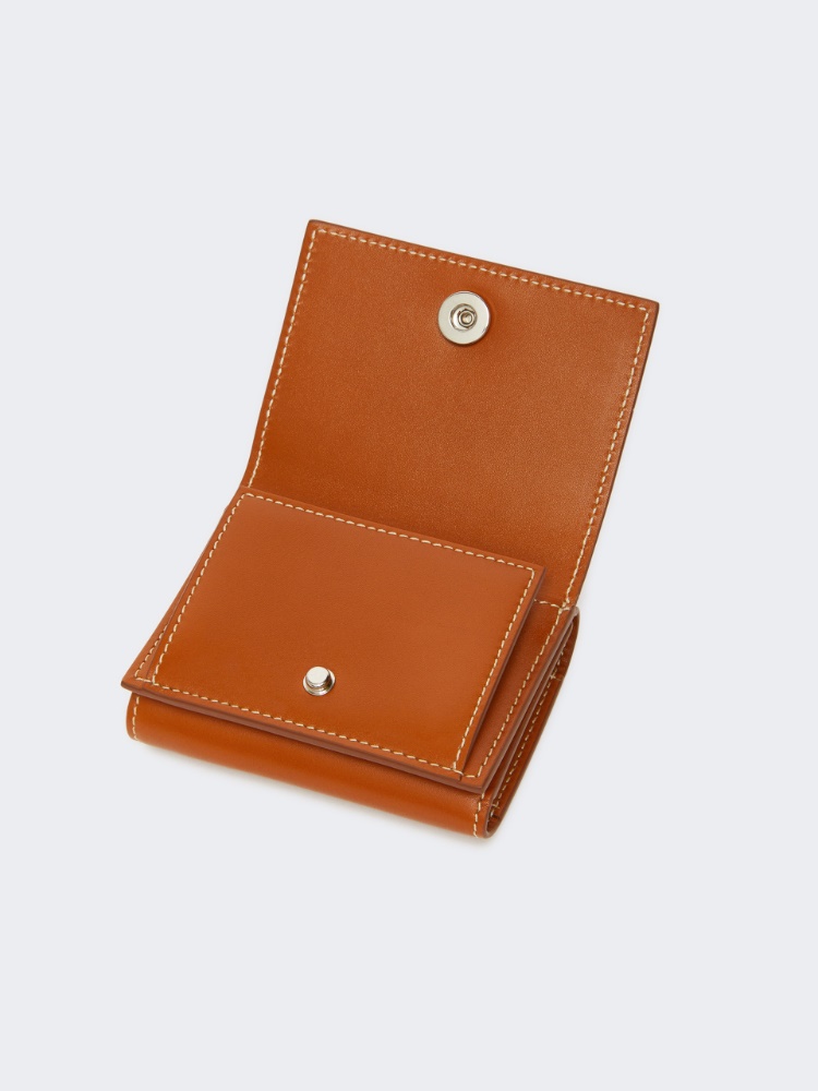 Leather tri-fold purse - RUST - 4