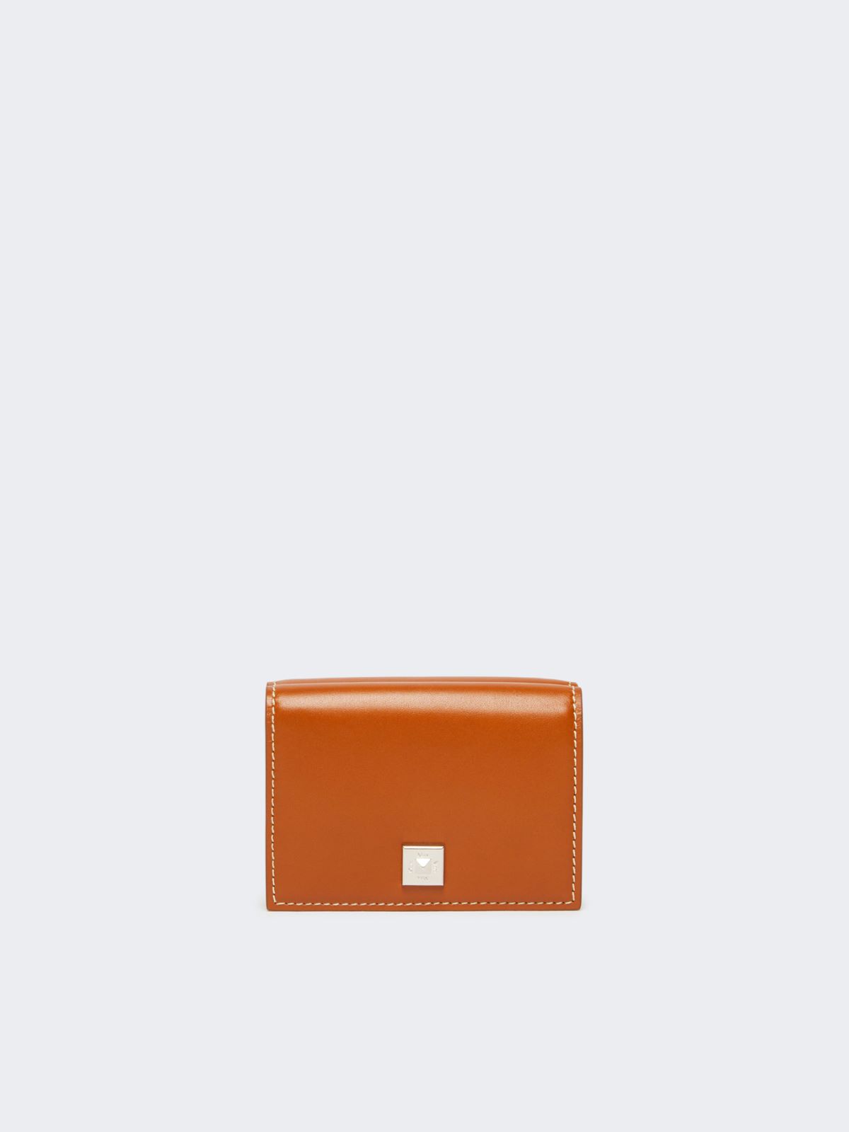 Leather tri-fold purse - RUST