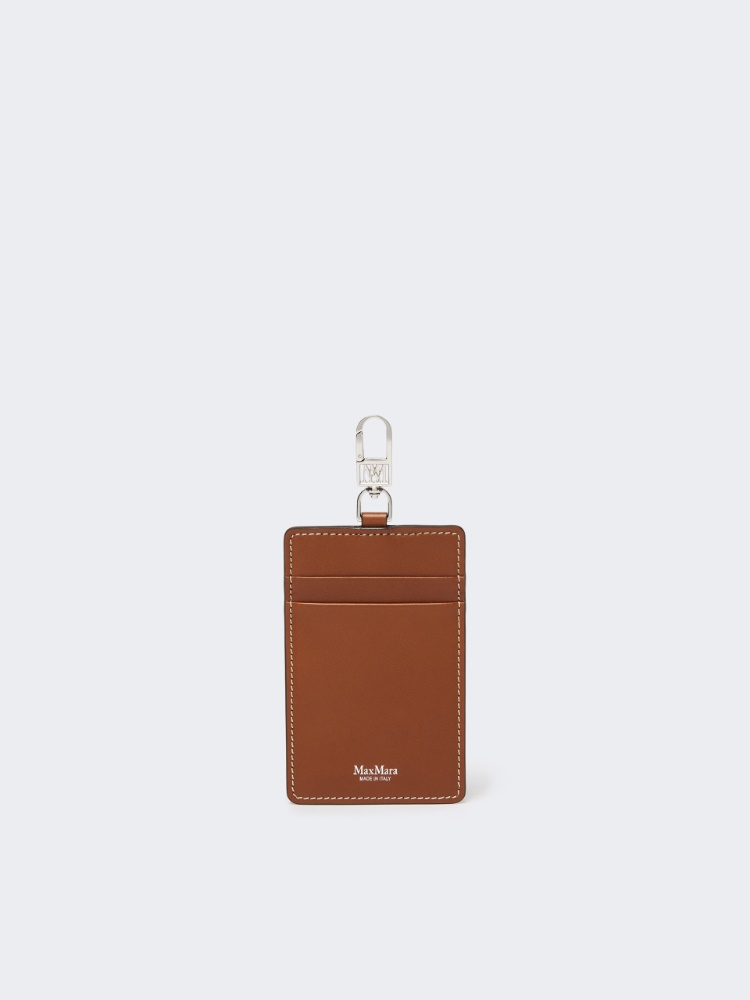 Leather badge holder - AMBER BROWN - 1