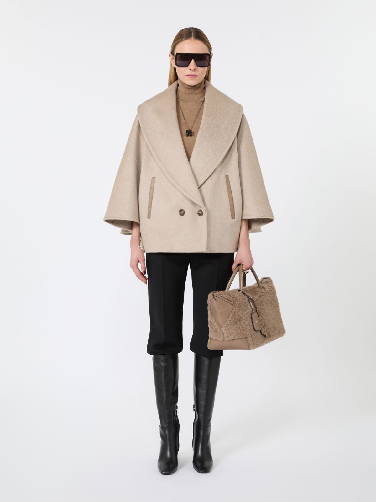 Cape in cashmere drap - BEIGE