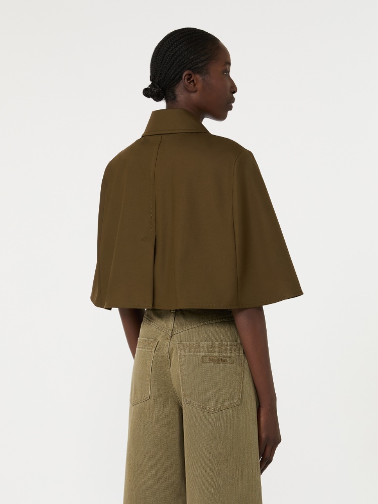 Water-repellent cropped gabardine cape - KAKI - 3