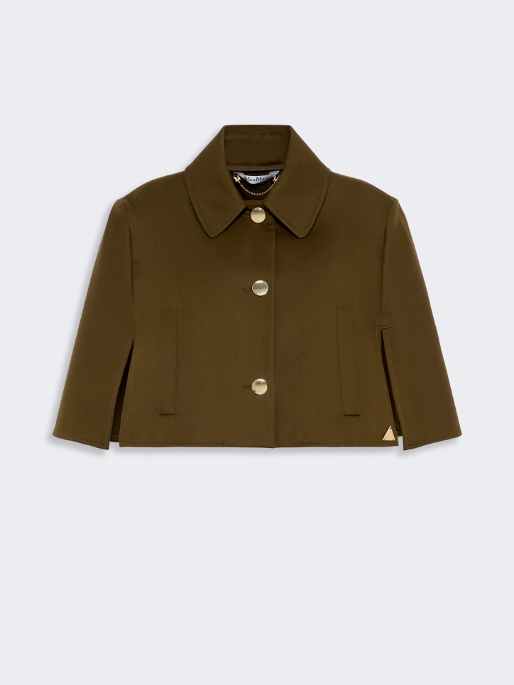 Water-repellent cropped gabardine cape - KAKI - 5