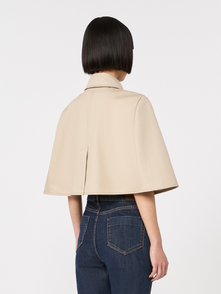 Water-repellent cropped gabardine cape - STONE - 3