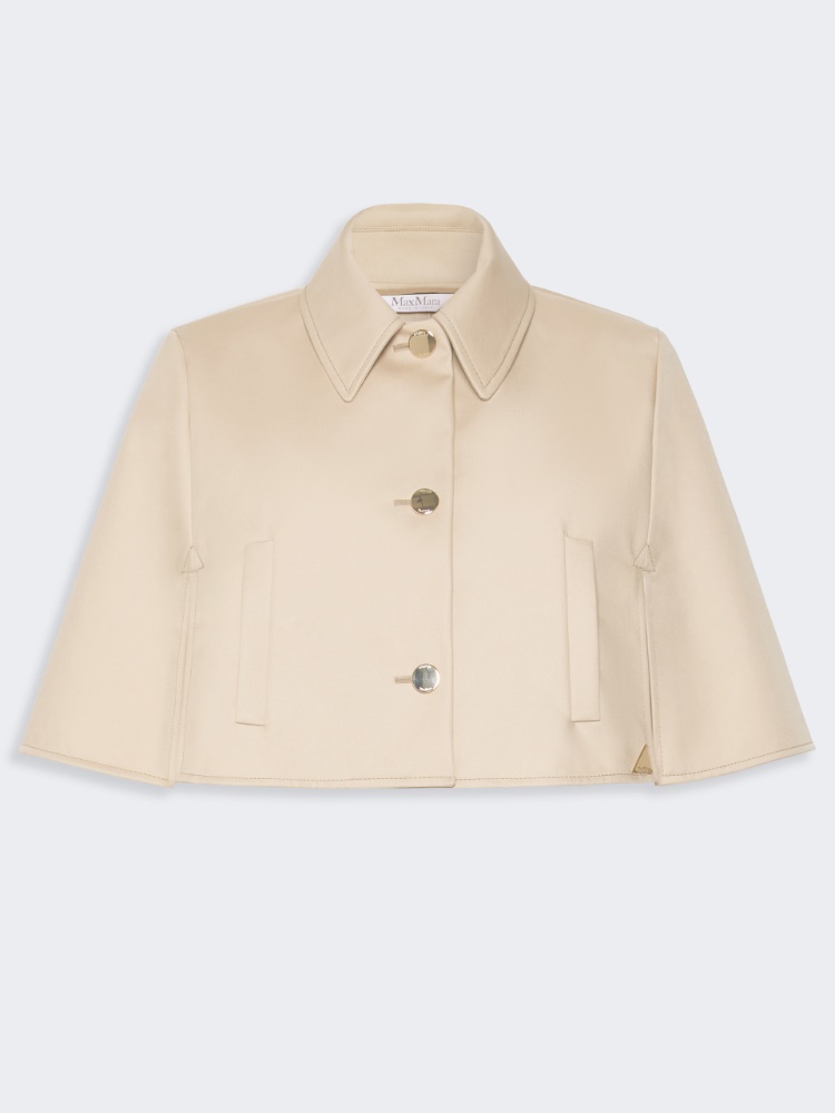 Water-repellent cropped gabardine cape - STONE - 6