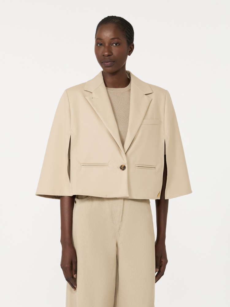 Water-repellent gabardine cape - STONE - 2