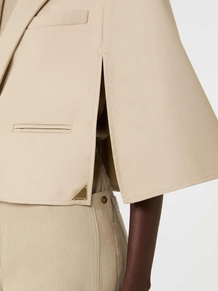Water-repellent gabardine cape - STONE - 4