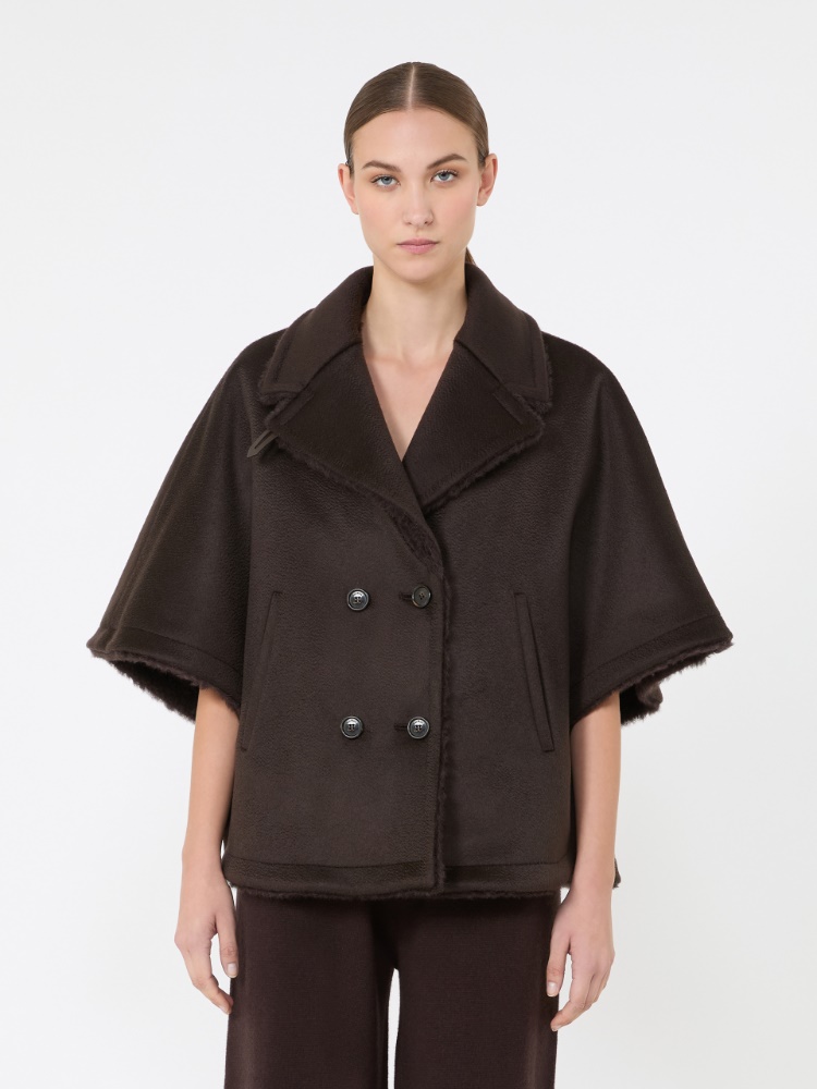 Cashmere and Teddy reversible cape - DARK BOWN - Max Mara - 2