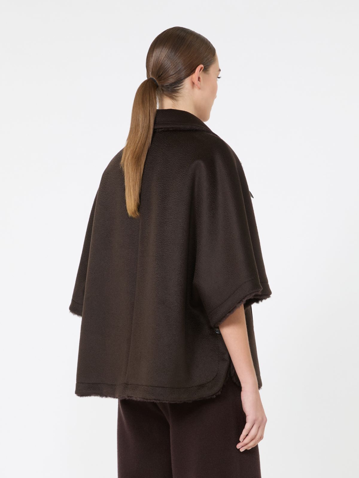 Cashmere and Teddy reversible cape - DARK BOWN - Max Mara - 3