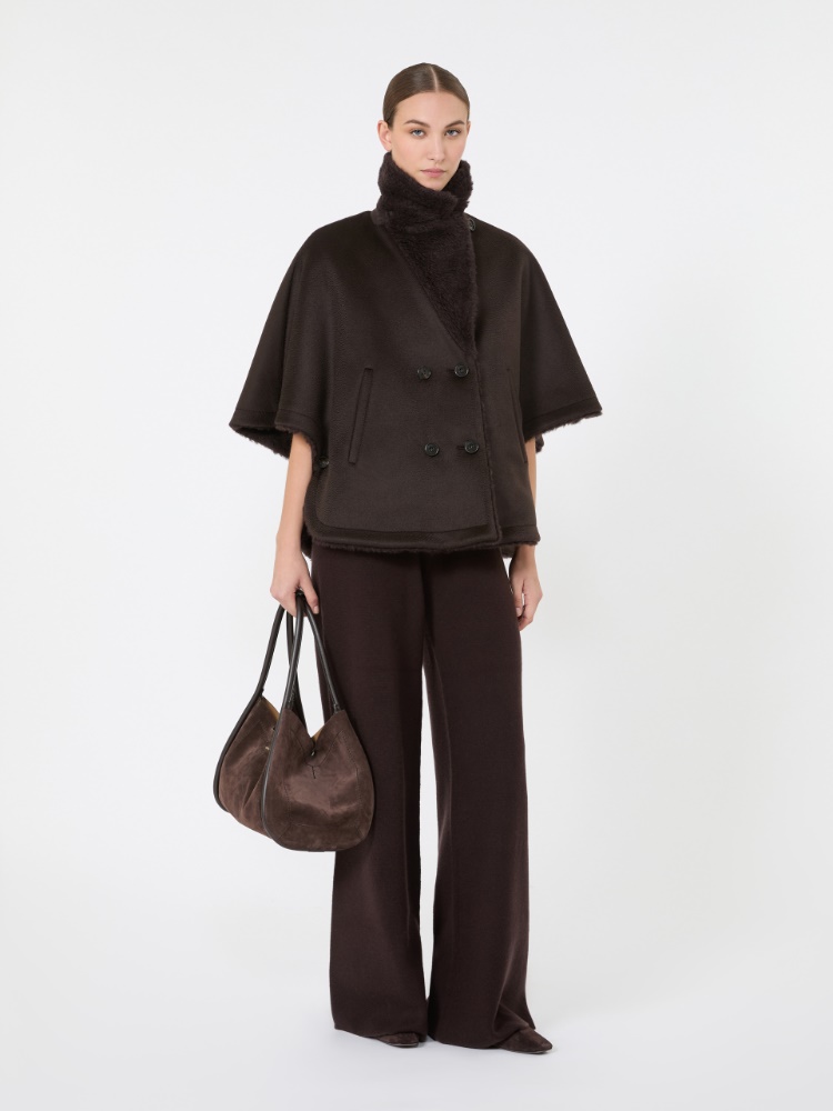 Cashmere and Teddy reversible cape - DARK BOWN