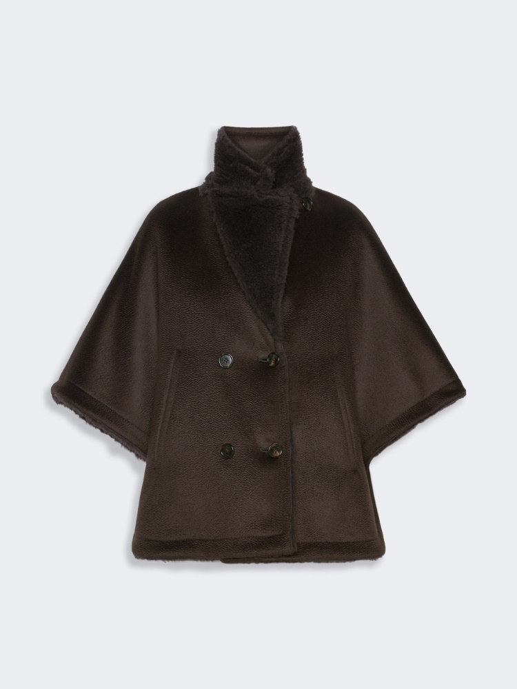 Cashmere and Teddy reversible cape - DARK BOWN