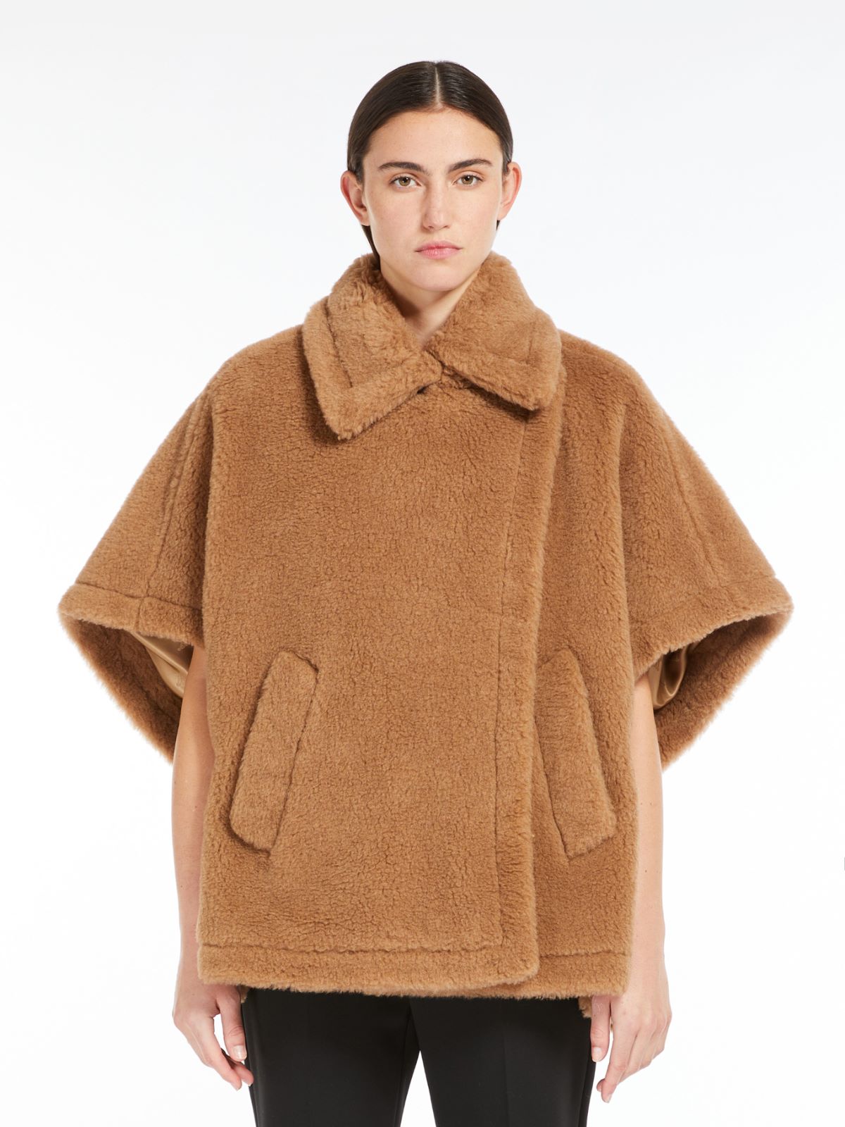 Teddy fabric cape - CAMEL - 2