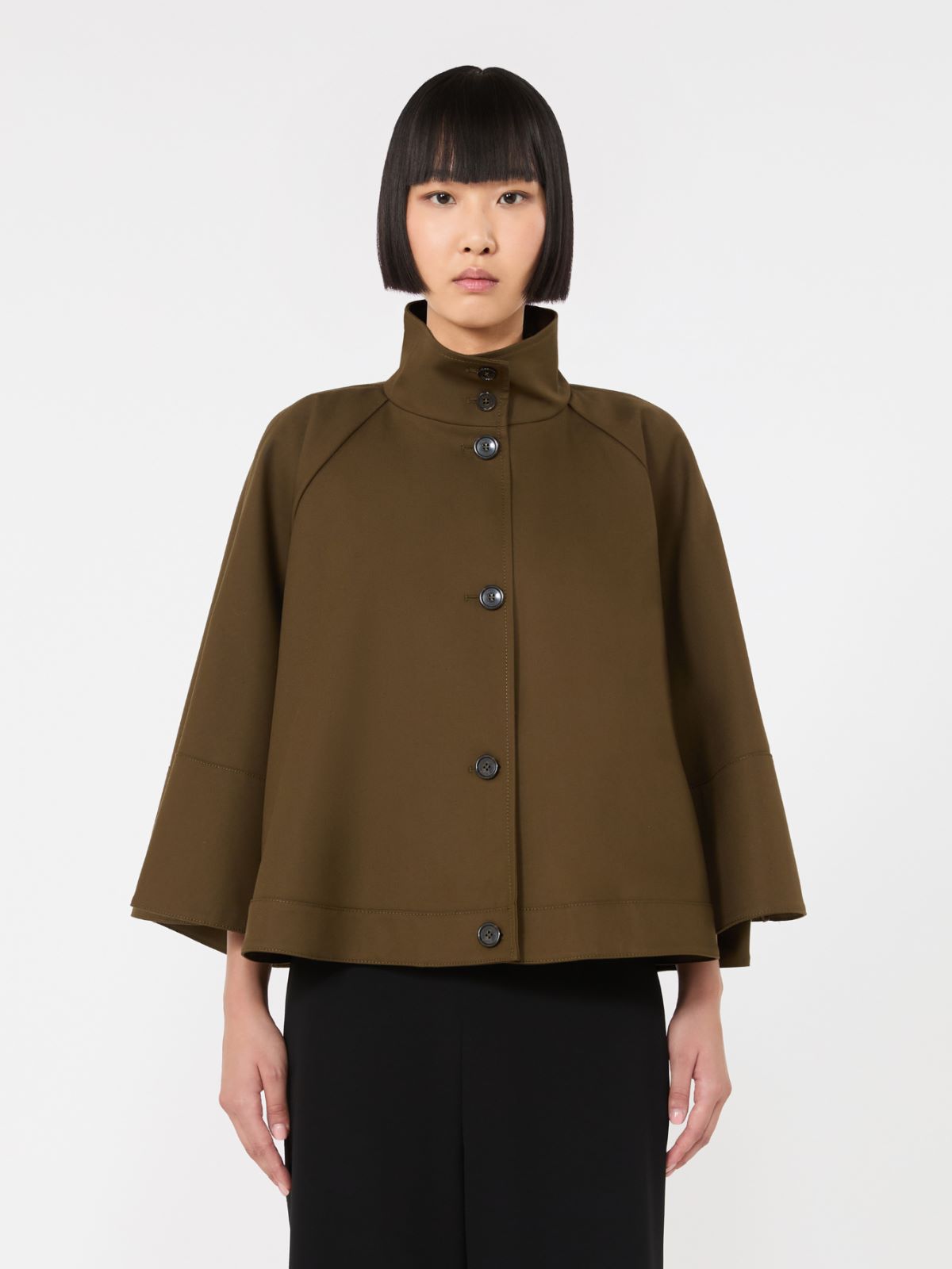 Water-repellent loose-fit gabardine cape - KAKI - Max Mara - 2