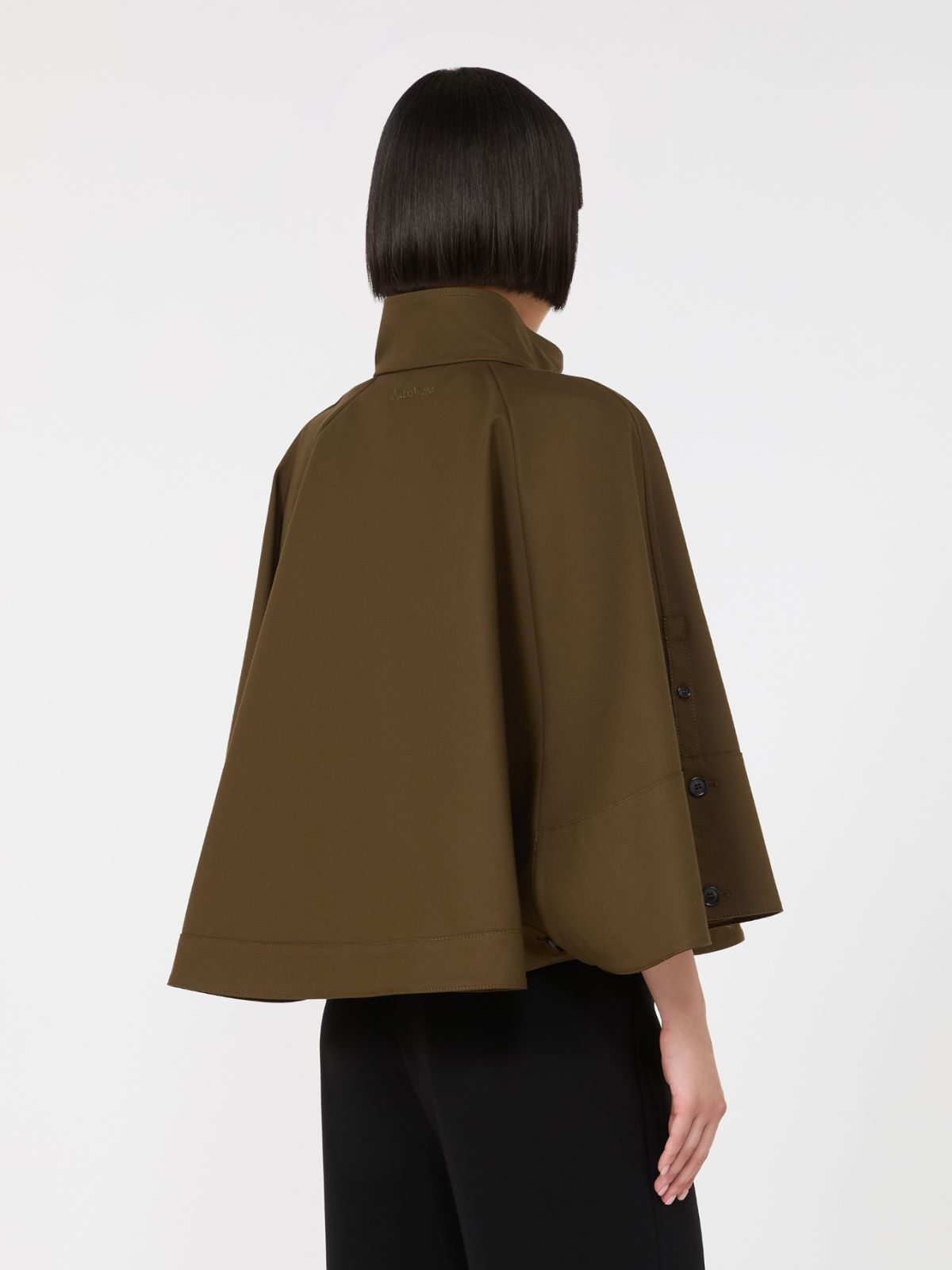 Water-repellent loose-fit gabardine cape - KAKI - Max Mara - 3