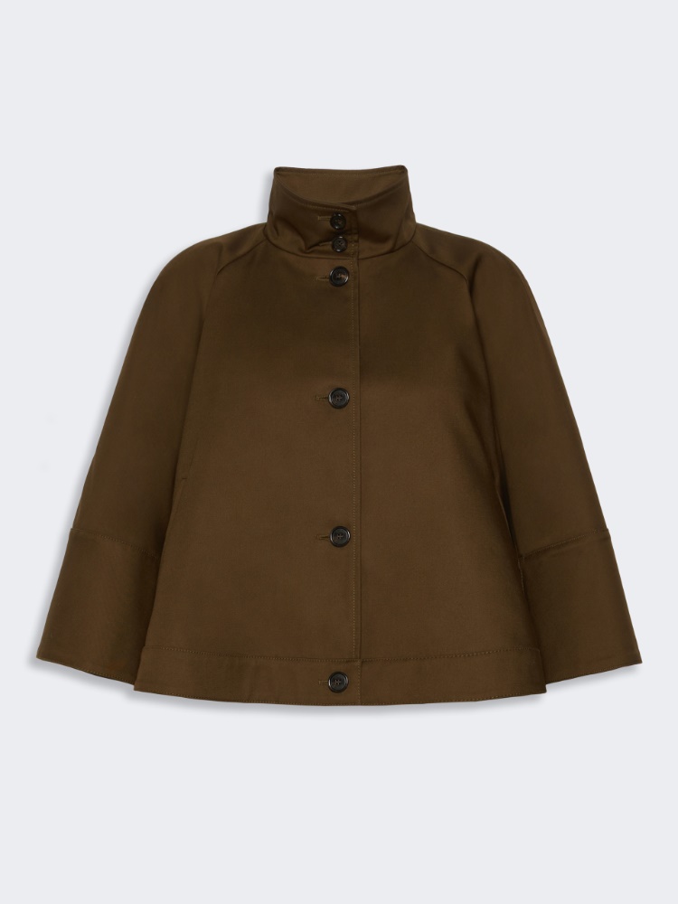 Water-repellent loose-fit gabardine cape - KAKI