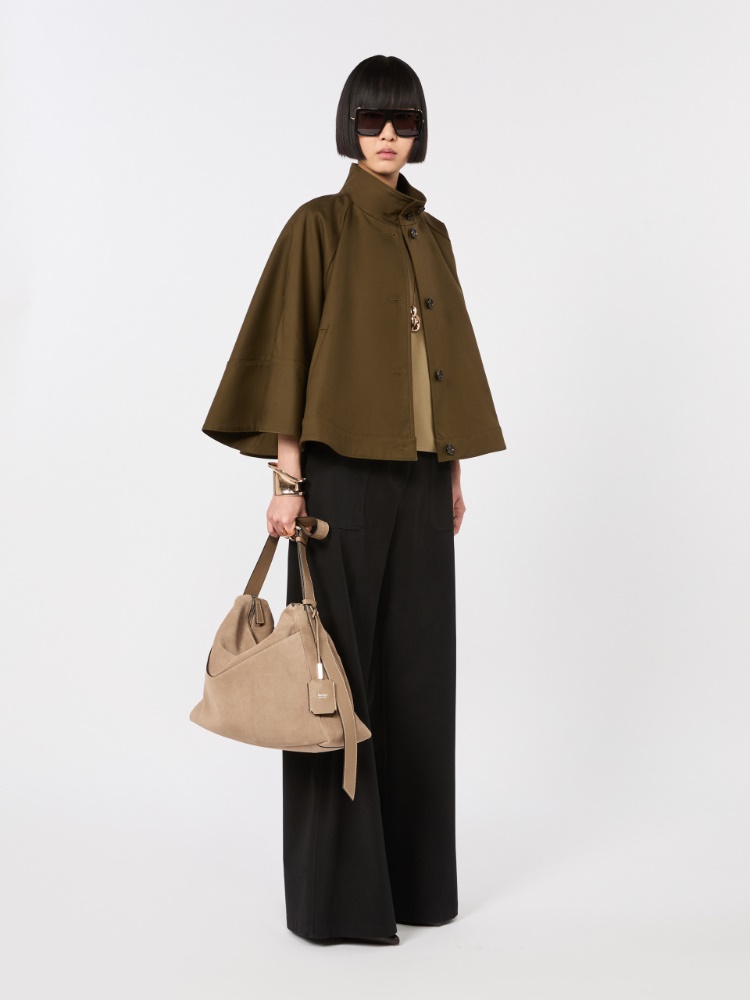 Water-repellent loose-fit gabardine cape - KAKI - Max Mara