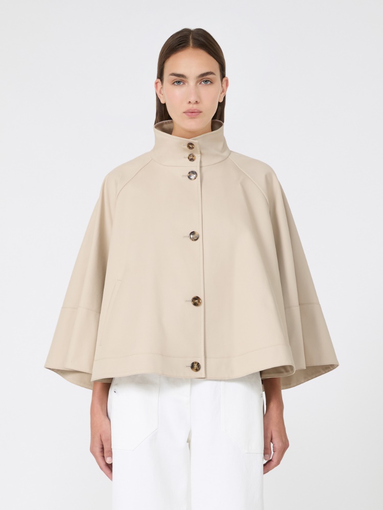 Water-repellent loose-fit gabardine cape - STONE - Max Mara - 2