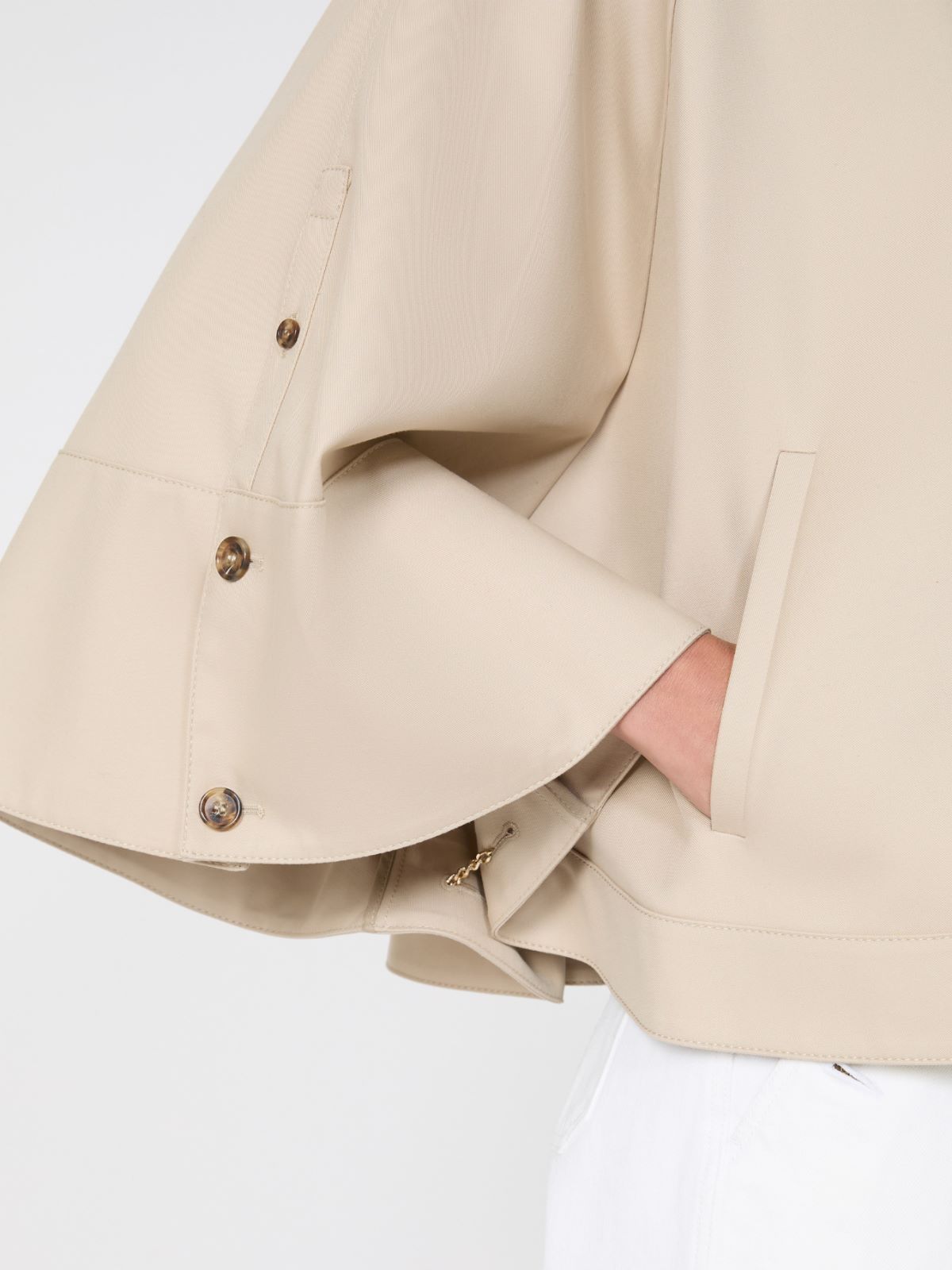Water-repellent loose-fit gabardine cape - STONE - Max Mara - 4