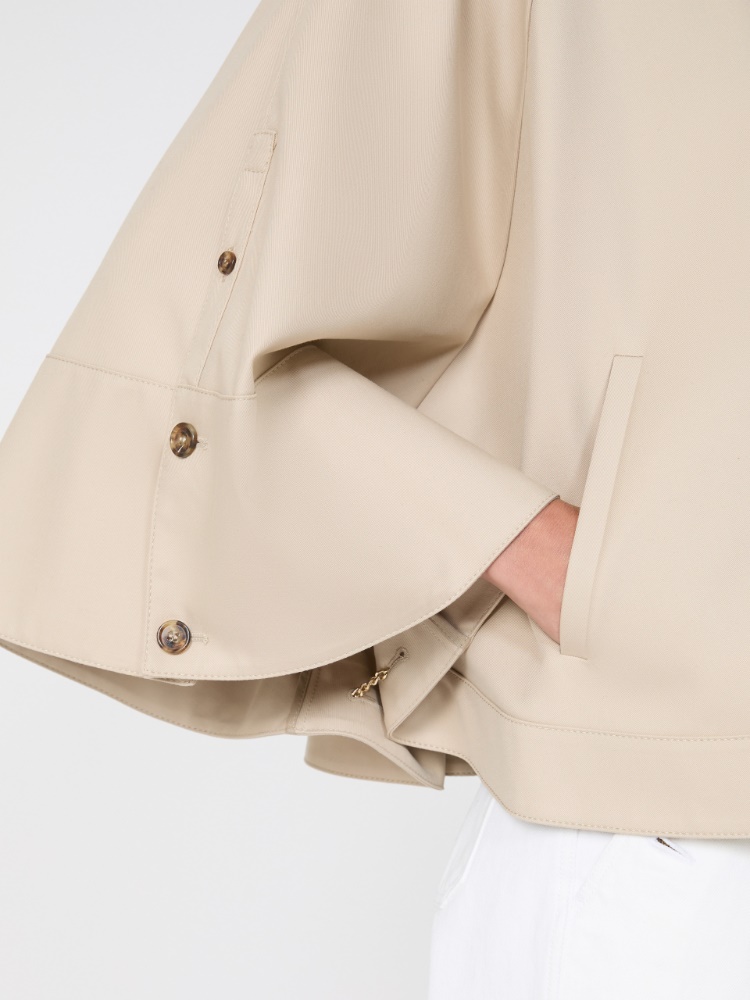 Water-repellent loose-fit gabardine cape - STONE - Max Mara - 4