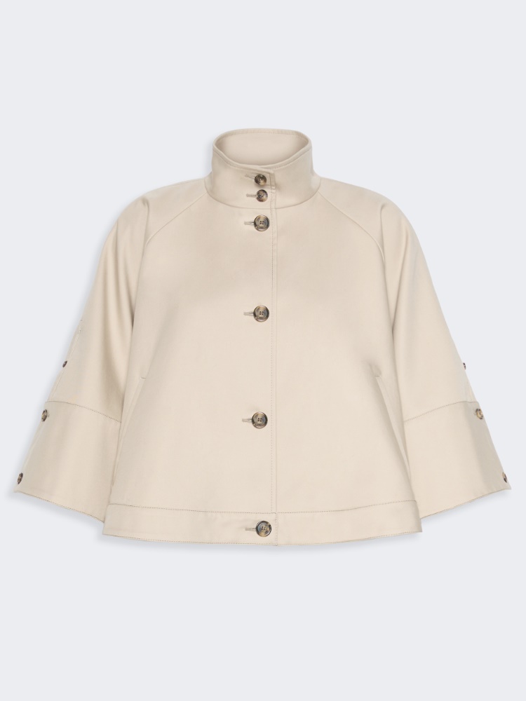 Water-repellent loose-fit gabardine cape - STONE