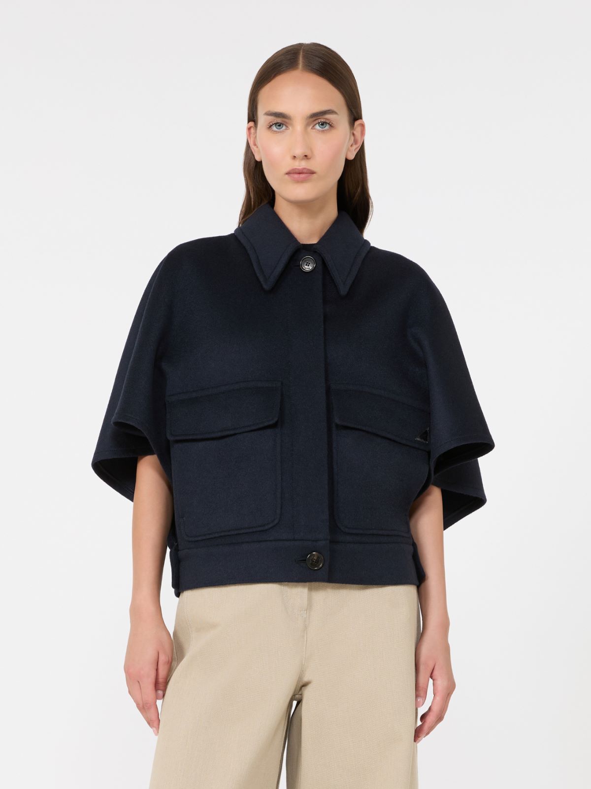 Boxy cape in cashmere drap - MIDNIGHTBLUE - Max Mara - 3