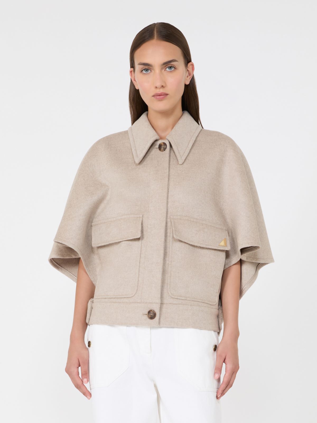 Boxy cape in cashmere drap - STONE - Max Mara - 2