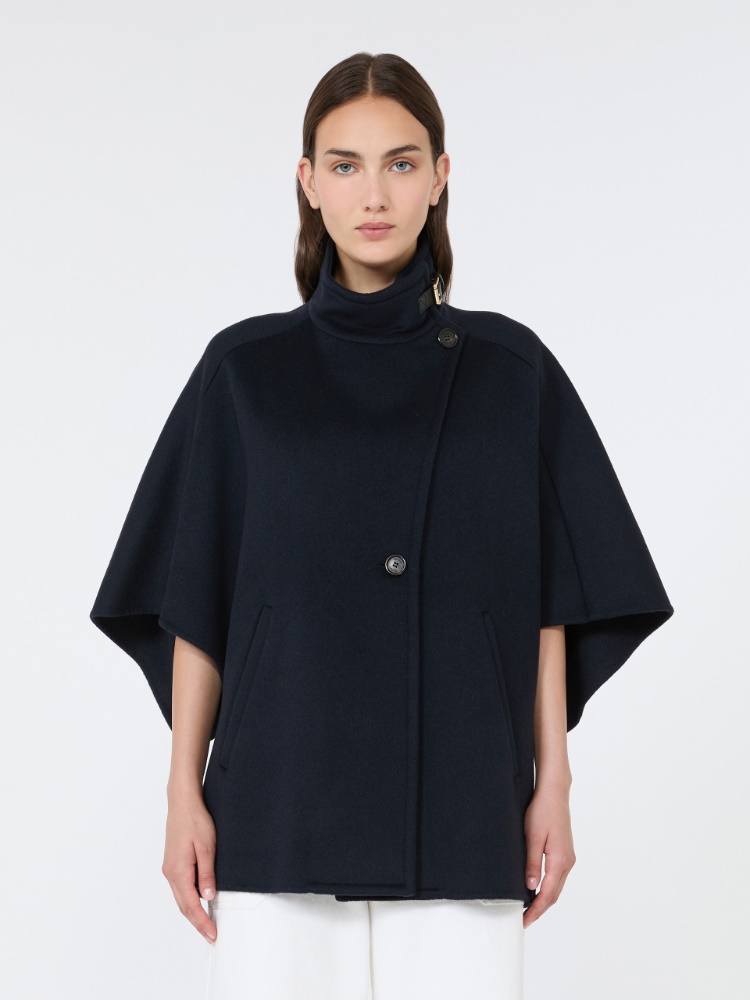 Oversized cape in cashmere drap - MIDNIGHTBLUE - 2