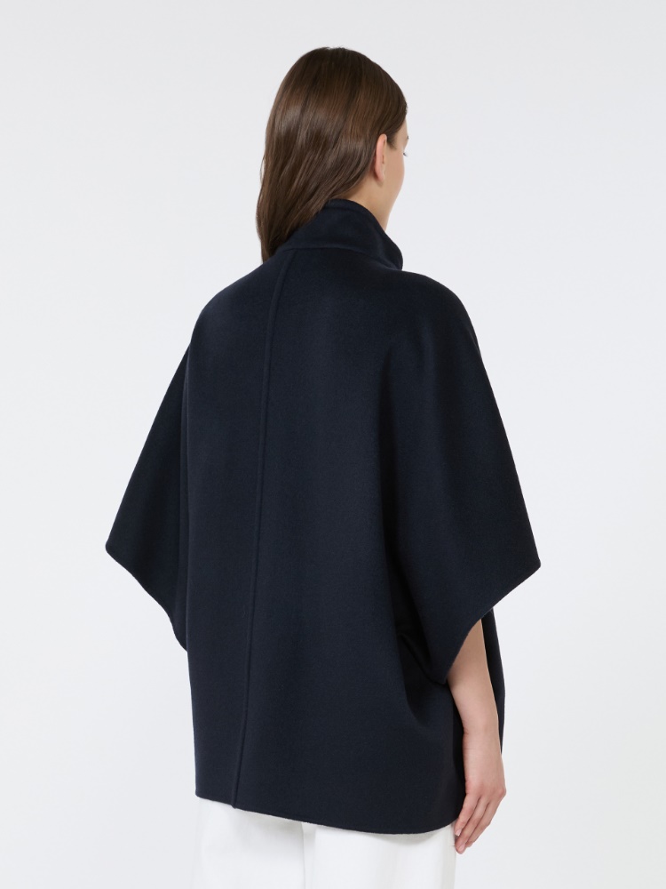 Oversized cape in cashmere drap - MIDNIGHTBLUE - 3