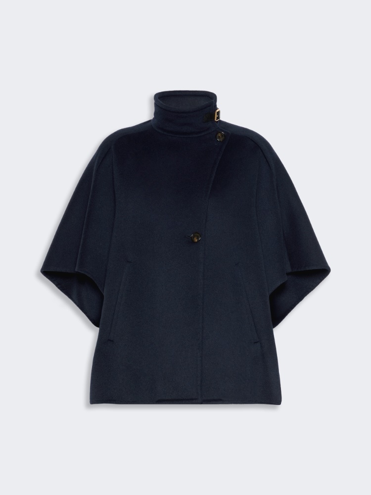 Oversized cape in cashmere drap - MIDNIGHTBLUE