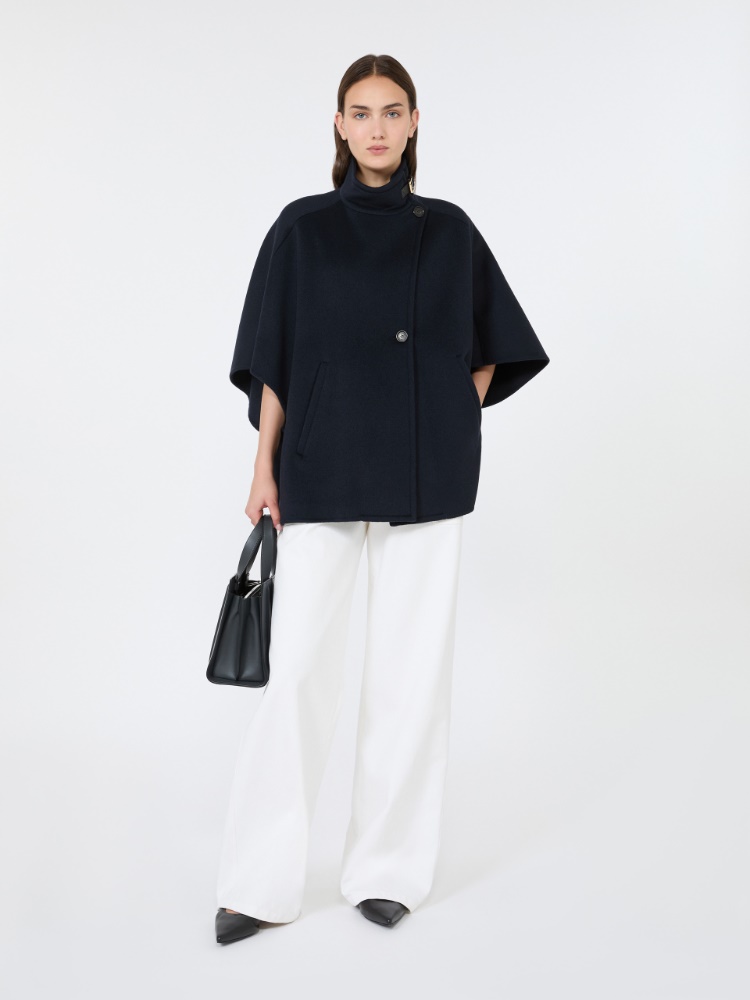 Oversized cape in cashmere drap - MIDNIGHTBLUE - 1