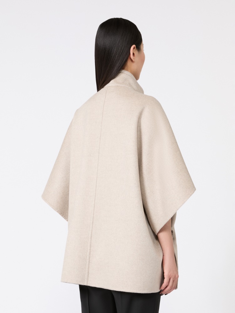 Oversized cape in cashmere drap - STONE - 3