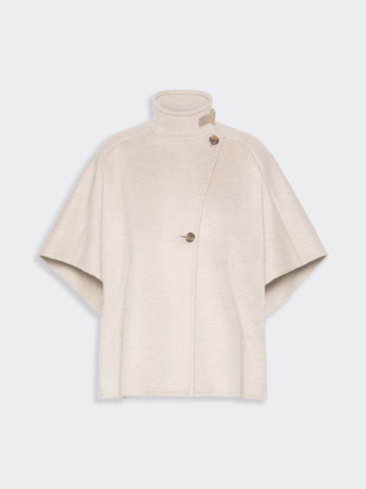 Oversized cape in cashmere drap - STONE - 5