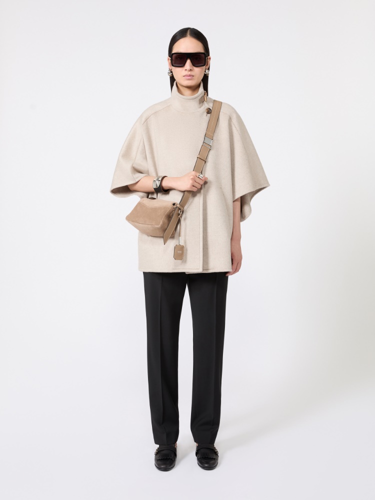 Oversized cape in cashmere drap - STONE