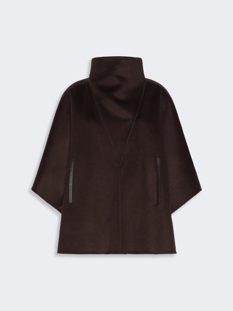 Cashmere double drap cape - DARK BOWN