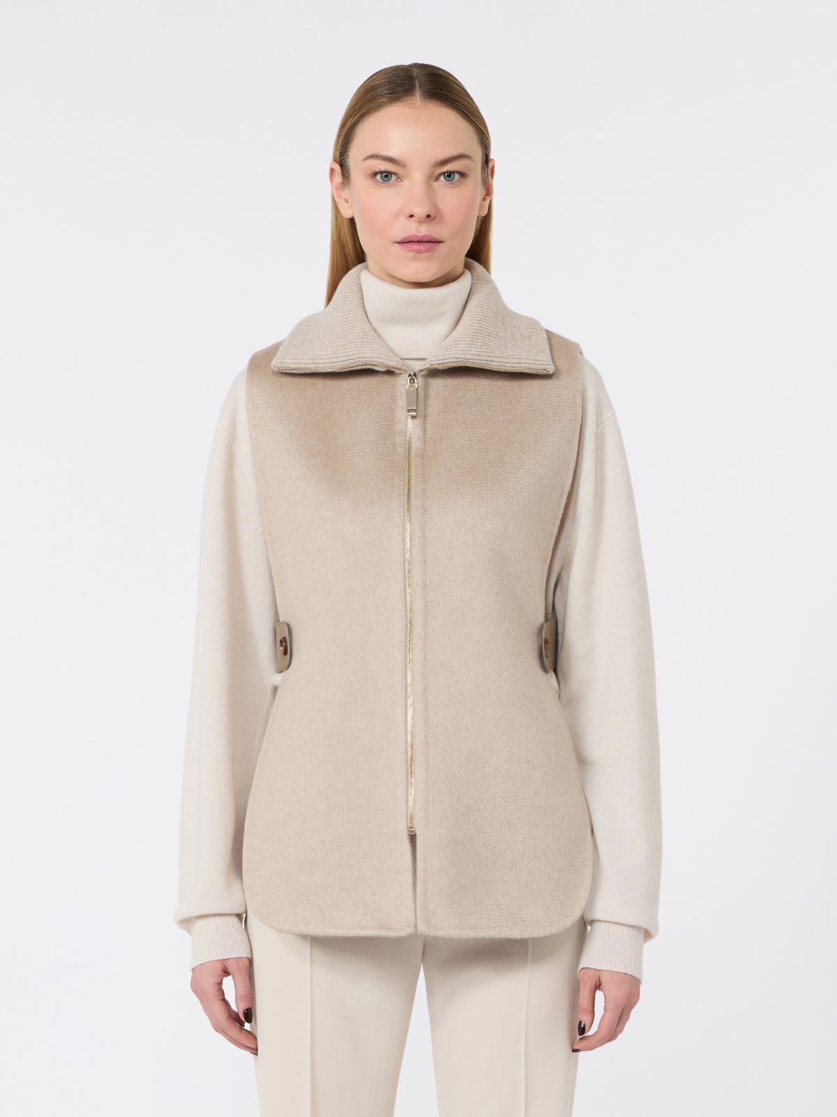 Sleeveless cashmere cape - BEIGE - Max Mara - 2