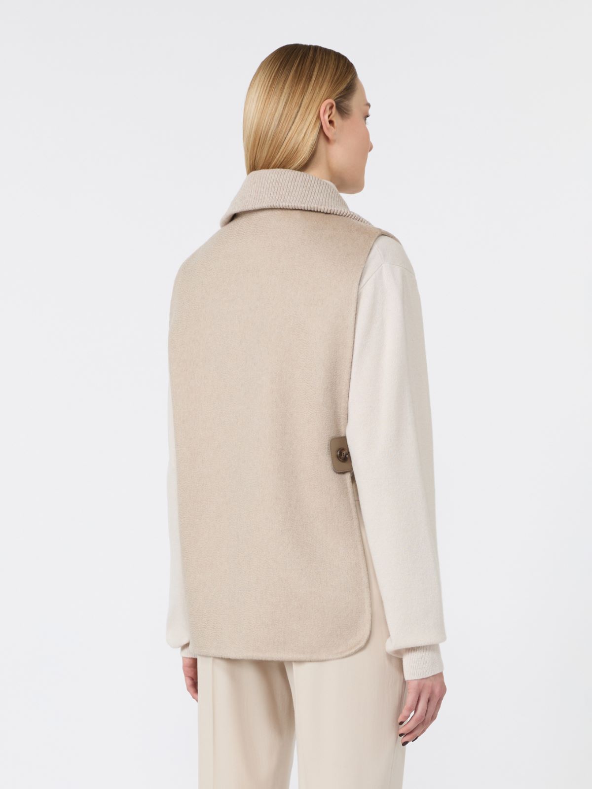 Sleeveless cashmere cape - BEIGE - Max Mara - 3