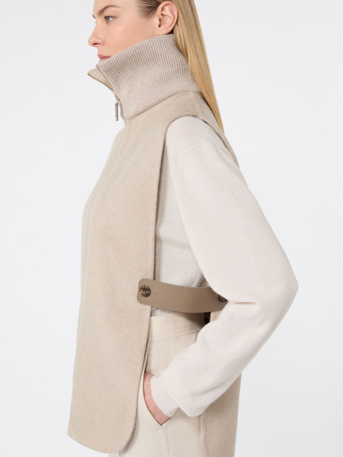 Sleeveless cashmere cape - BEIGE - Max Mara - 5