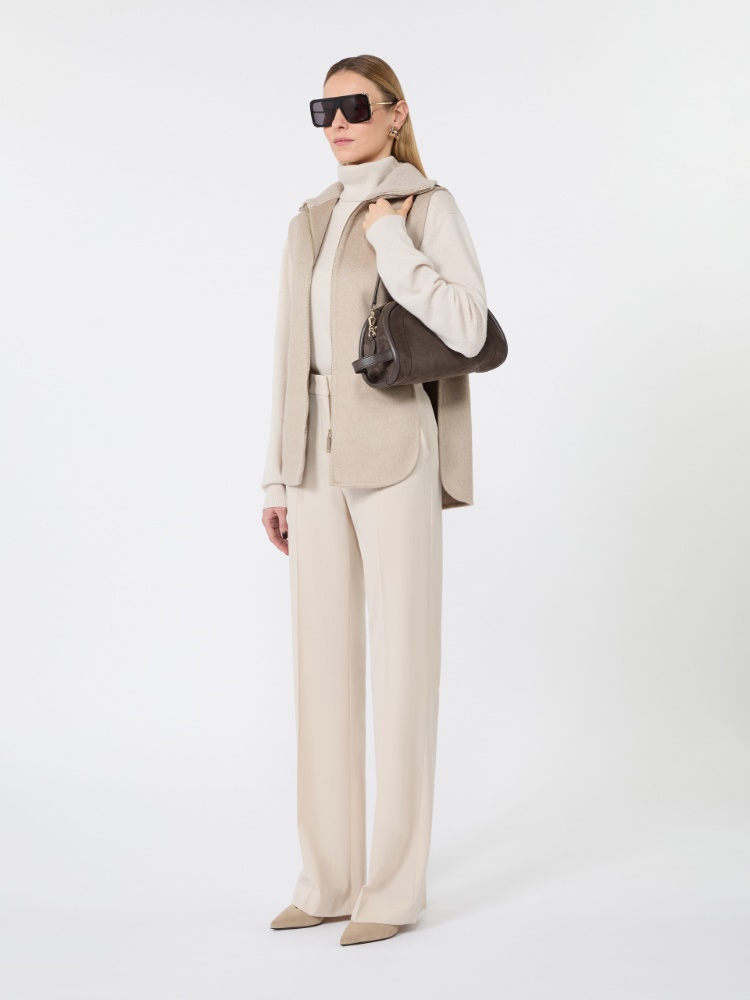 Sleeveless cashmere cape - BEIGE