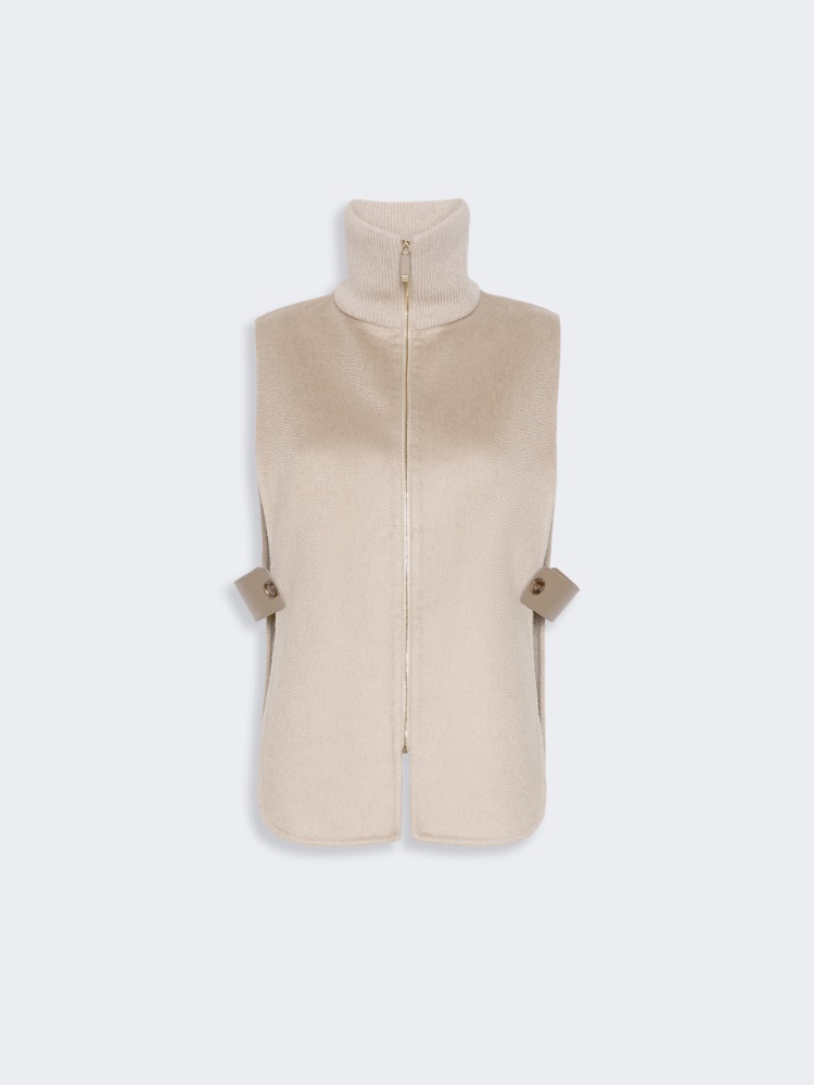 Sleeveless cashmere cape - BEIGE