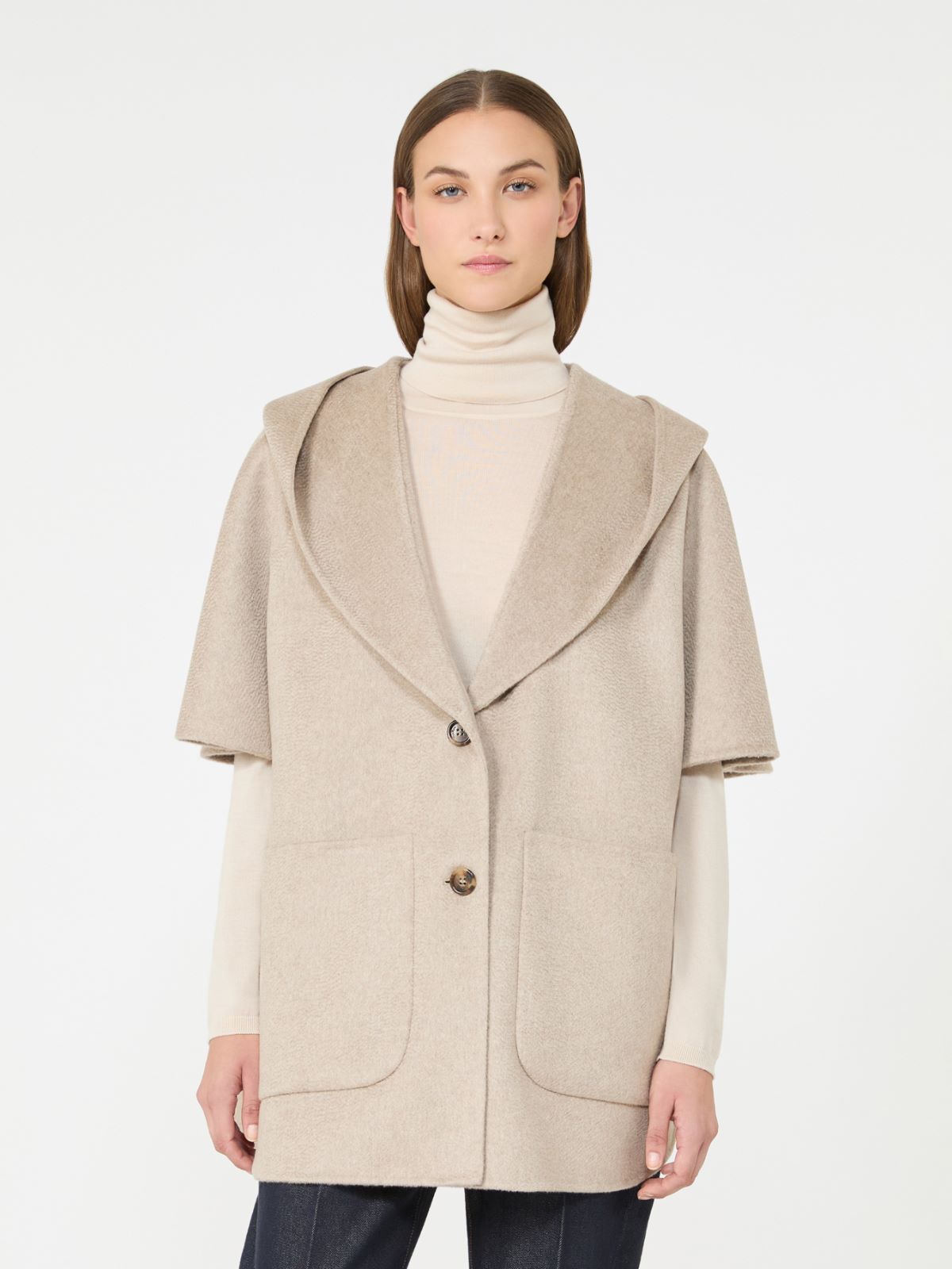 Cashmere drap hooded cape - BEIGE - Max Mara - 2